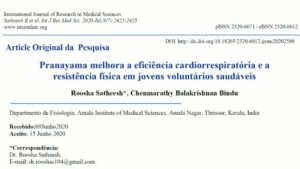Pesquisa - Pranayama melhora a eficiência cardiorrespiratória e a resistência física em jovens voluntários saudáveis